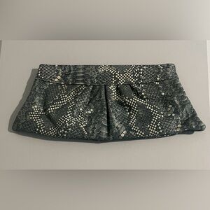 Lauren Merkin Snake Embossed Leather Clutch | Gray Green | Evening